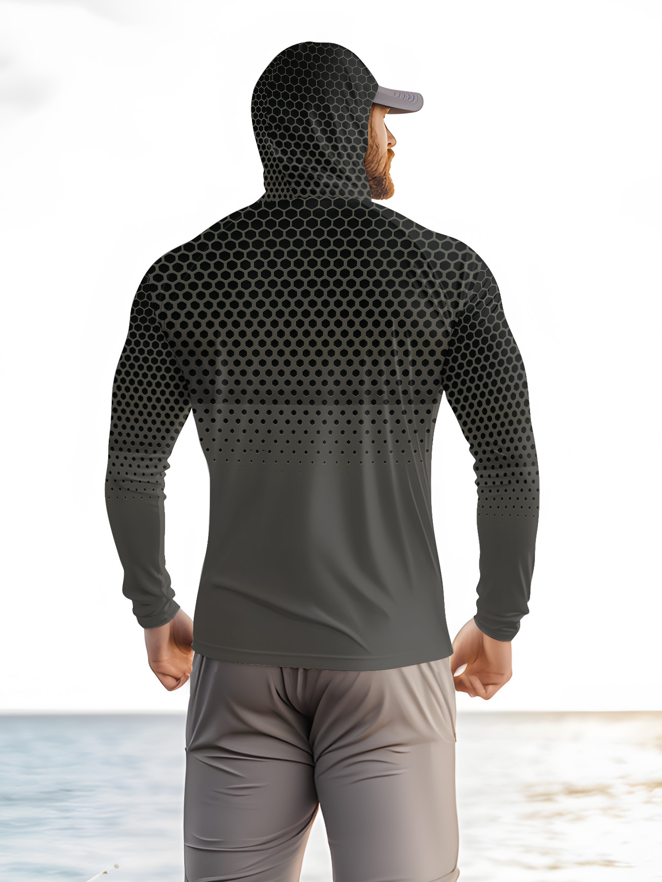 Grey Gradient Honeycomb Men Fi - огляд і ціна Fishing Hoodie